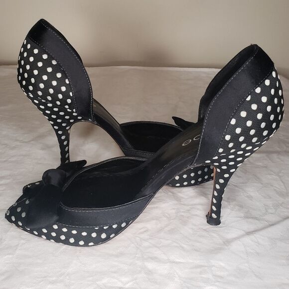 Vintage Bebe polka dot stiletto heels - Picture 5 of 10
